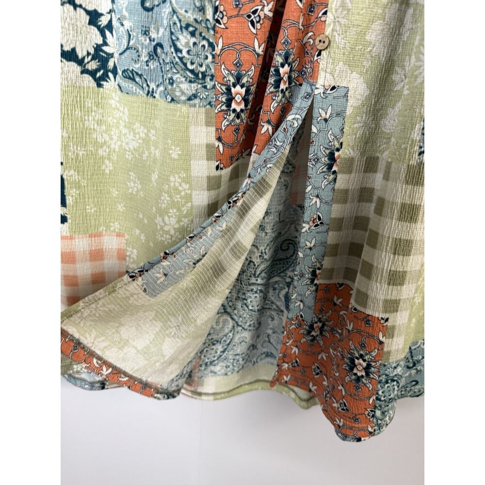 Cato Patchwork Button Front Maxi Skirt Size L Boh… - image 3